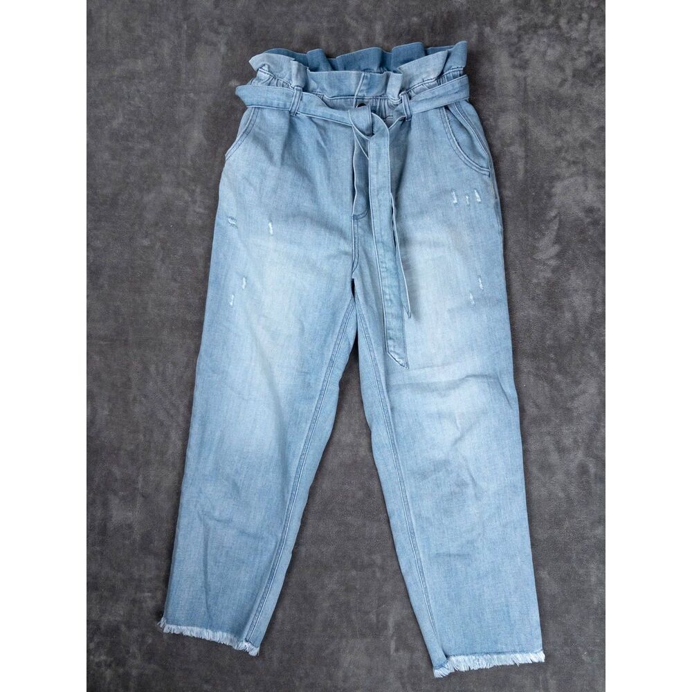Aerie Womens Paperbag Waist Jeans High Rise Tapered Ankle Denim Womens Medium